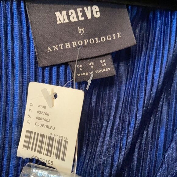 Anthropologie Maeve Sonata Jumpsuit Wide Leg Cropped Pleated Blue Size 4 NWT - Picture 11 of 16